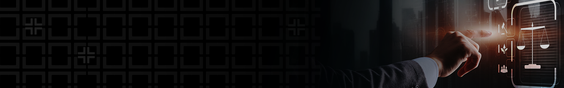 Image of personal touching screen with scale of justice on it.